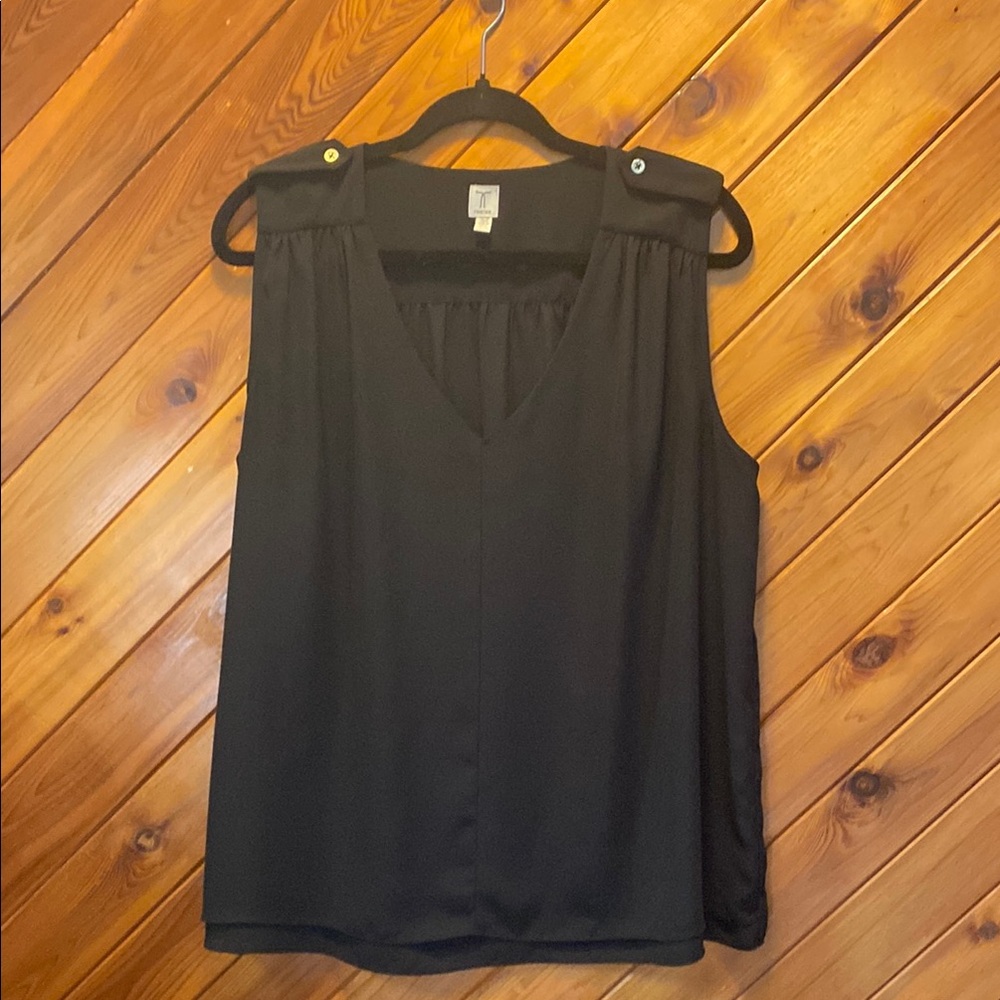 Tristan Black Blouse with Flowy Sleeveless Style